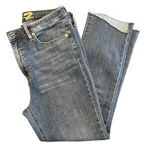 Seven7 Cropped Jeans Medium Wash Raw Hem Stretch Denim, Women’s Size 10